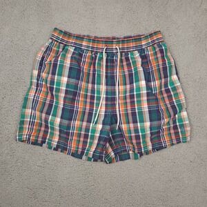 polo‎ ralph lauren swim trunks mens large plaid draw string elastic band